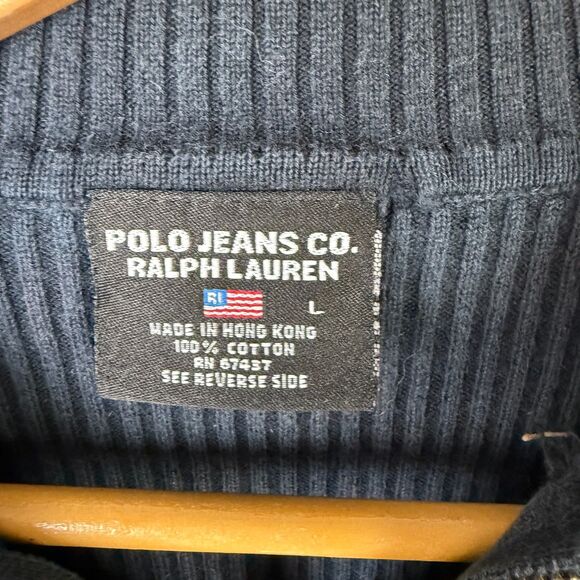Vintage Ralph Lauren Polo Jeans Co Turtleneck Sweater Women L Black Cotton Gift - Picture 5 of 8